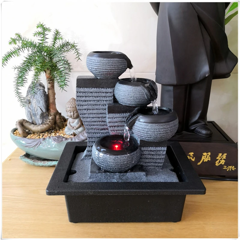 Water View Flowing Water Fountain Indoor Air Humidifier Desktop Fountain Garden Micro Landscape Home Office Feng Shui Decoration