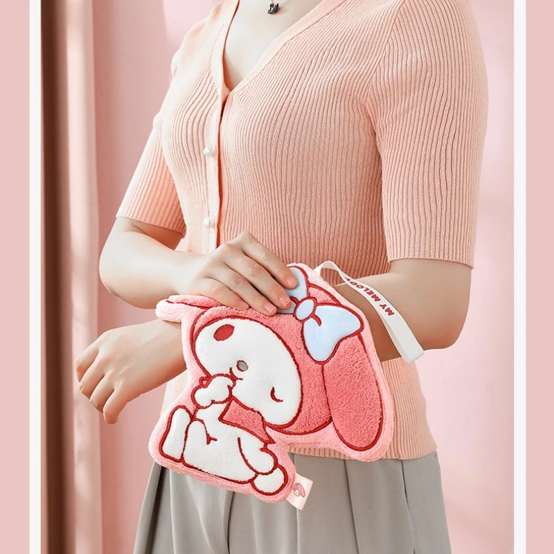 Serviette à main MyMelody à motif de dessin animé, cuisine salle de bains, boule à main rouge avec boucle de suspension, serviette douce et absorbante à séchage rapide, outil pour la maison