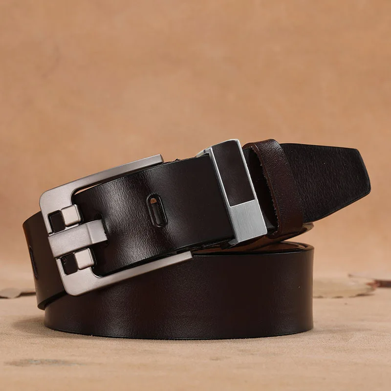 3.8CM X 105CM-140CM  Retro Men Lengthened Longer Belt Cowhide Brown Black Cheap Wholesale Vintage Leather Pin Buckle Casual