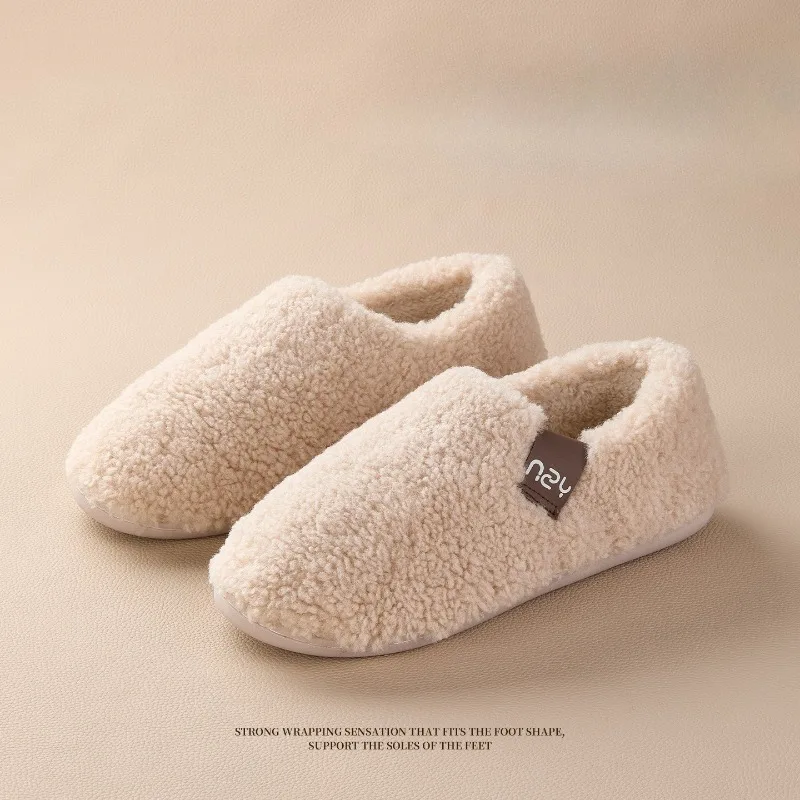 Cotton Slippers for Women Winter Comfort Home Shoes with Plush  Anti Slip Couple Soft Shoes Closed-Back Men's Cotton Shoes