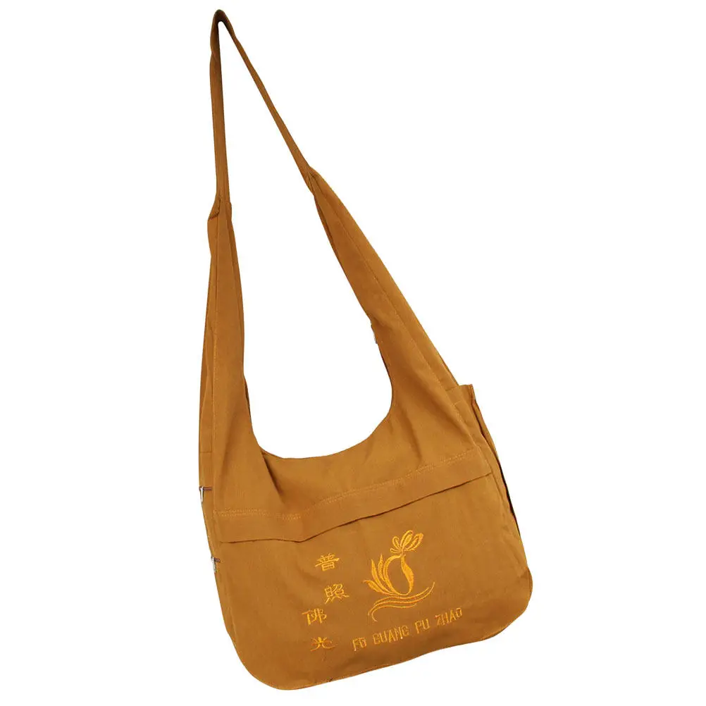 Chinese Style Cloth Sling Bag Monk Inspired Delicate Elegant Large Capacity Crossbody Pouch for Jewelry Scriptures Sundries Gift