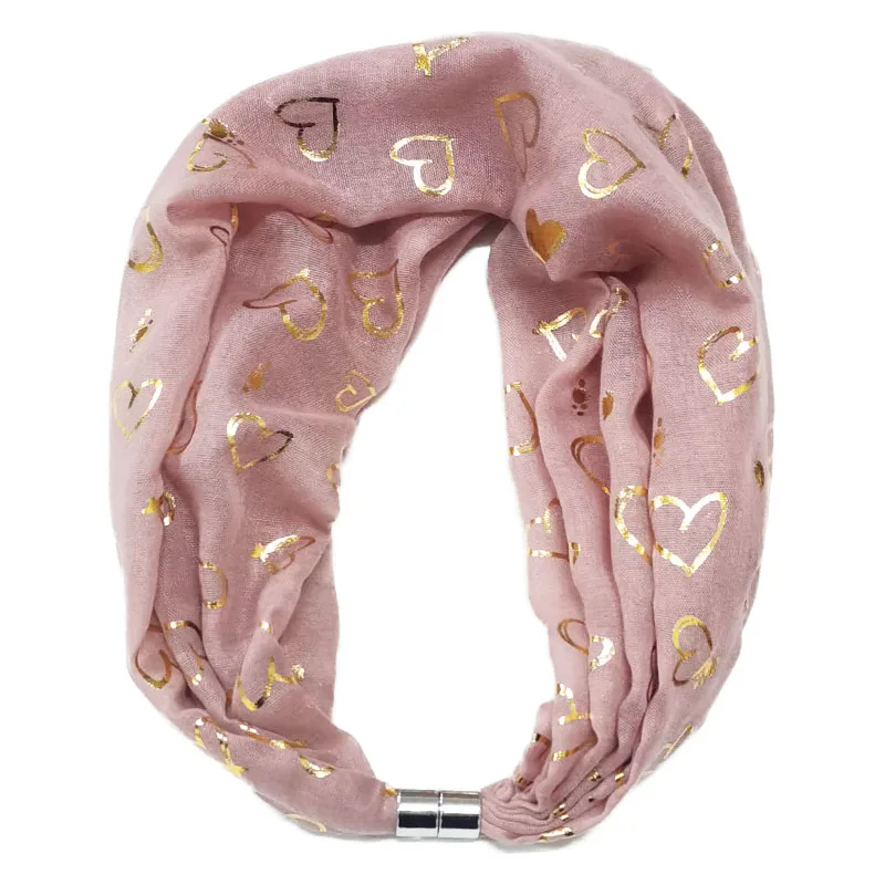 

Women Neckerchief Hot Stamping Heart Print Scarf Trend Magnetic Buckle Clavicle Choker Fashion Scarves Girl Premium Accessories