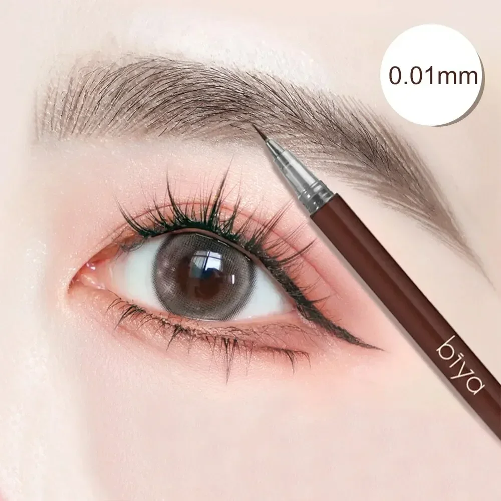 Biya Liquid Eyebrow Pen Altra Thin 0.01mm Waterproof Eyebrow Pencil Sweat-proof and Colorfast Easy To Draw Brown Eyebrow Grey