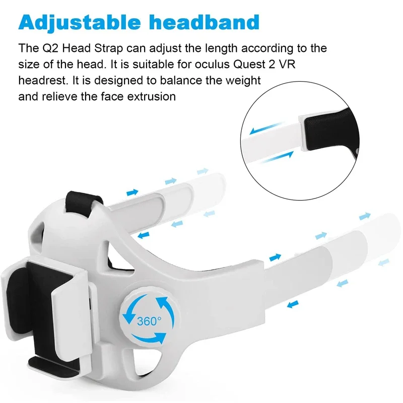 Adjustable Head Strap for Oculus Quest 2 Strap WIth Powerbank Fixing Bracket Enhanced Headband for Oculus Quest 2 VR Accessories