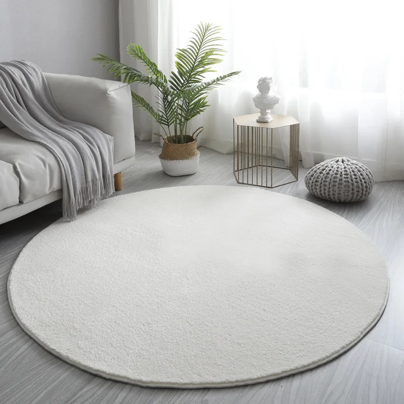 VIKAMA Living Room Carpet, Round Pure Color, Simple Hanging Basket Armchair Cushion, Bedroom Bedside Rug Home Decoration