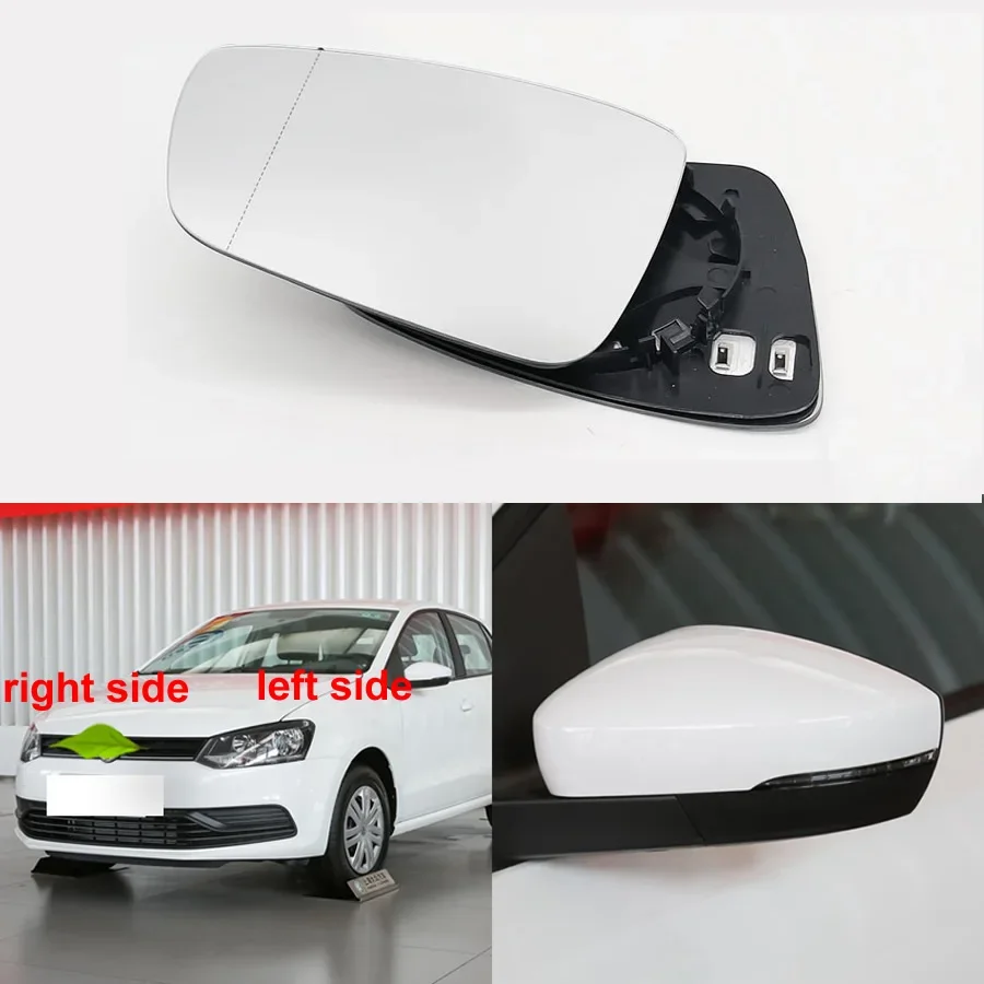 For Volkswagen VW Polo 2014 2015 2016 2017 2018 Car Side Mirrors Rearview Mirror Lens White Glass with Heated Function 1PCS