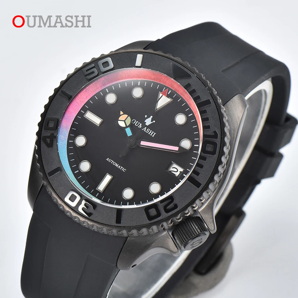 

007 OUMASHI Men's Watch New Men's Luxury Automatic NH35 Watch Movement Luminous Dial Black Case Stainless Steel Waterproof Watch