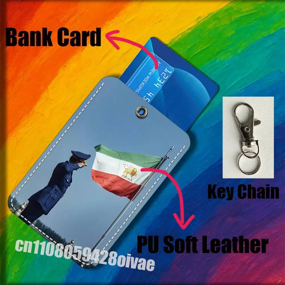 모하메드 레자 P-팔라비 이란 ID 클립 신용카드 은행카드 가방 버스 식사카드 홀더 커버 포켓 장식 키체인