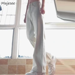남성용 여름 플레어 청바지, 워싱 핸섬 데님 바지, 빈티지 패션 스트리트웨어, 전체 길이, 데일리 올매치 얼짱