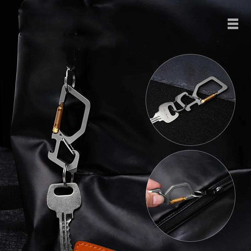 Outdoor EDC Multifunctional Titanium Alloy Keychain Portable Bottle Opener Hanging Tool