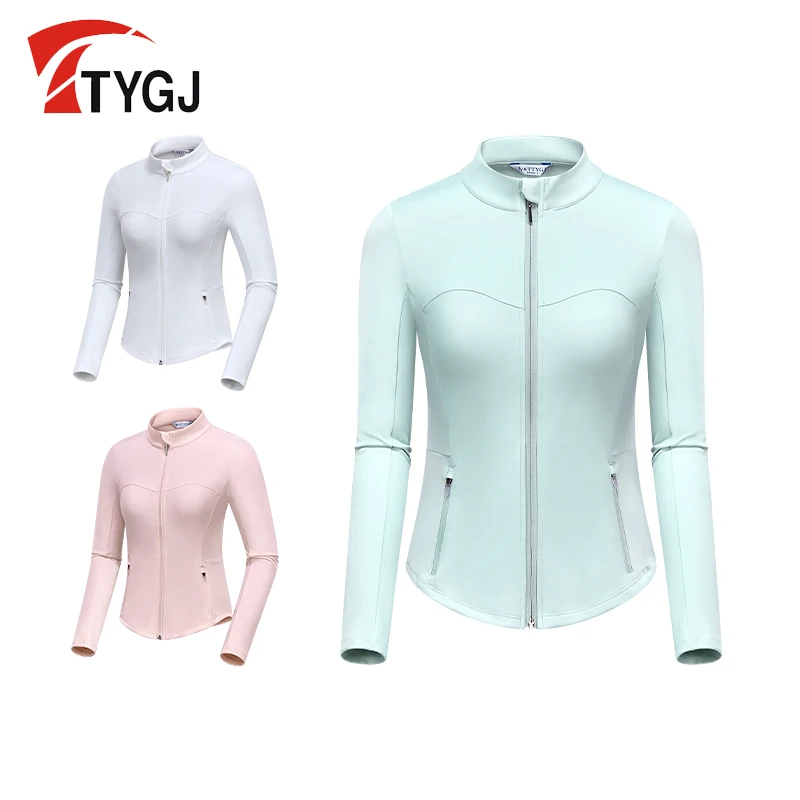 TTYGJ-Jaqueta esportiva de golfe slim fit feminina, blusa casual, roupa esportiva elegante, gola alta, outono, nova