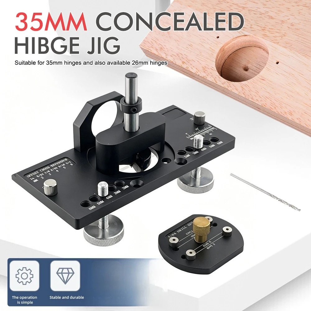 Woodworking Hinge Positioning Punch, Aluminum Screw Retaining Clip, Cabinet Door Panel Hinge Drilling Installation Tool