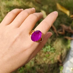 Y15 purple oval gemstone crystal fusion stone back is natural crystal stone front is crystal stone rings for women jewelry