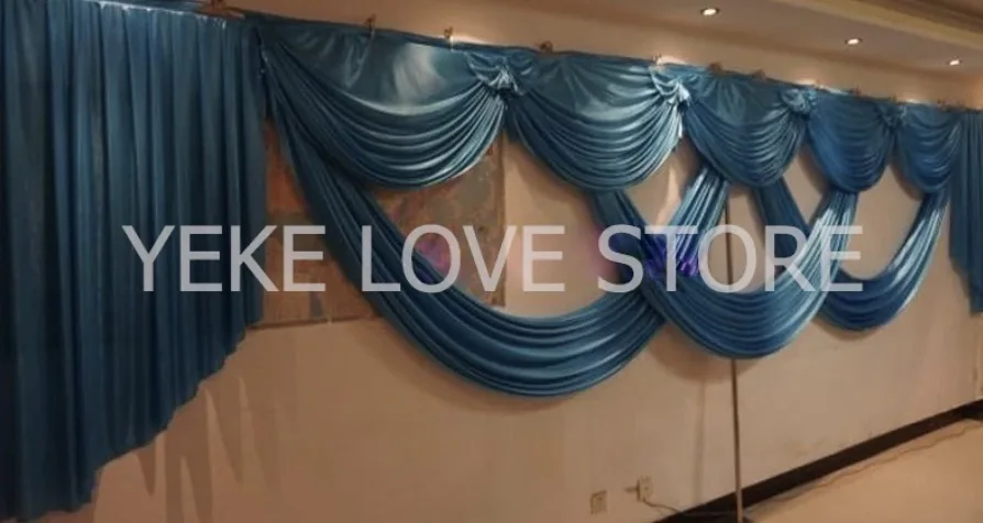

6M/20FT Long Wedding Party Backdrop Curtain Swag Ice Silk Event Banquet Church Stage Drapery Background Curtains Panel Decor