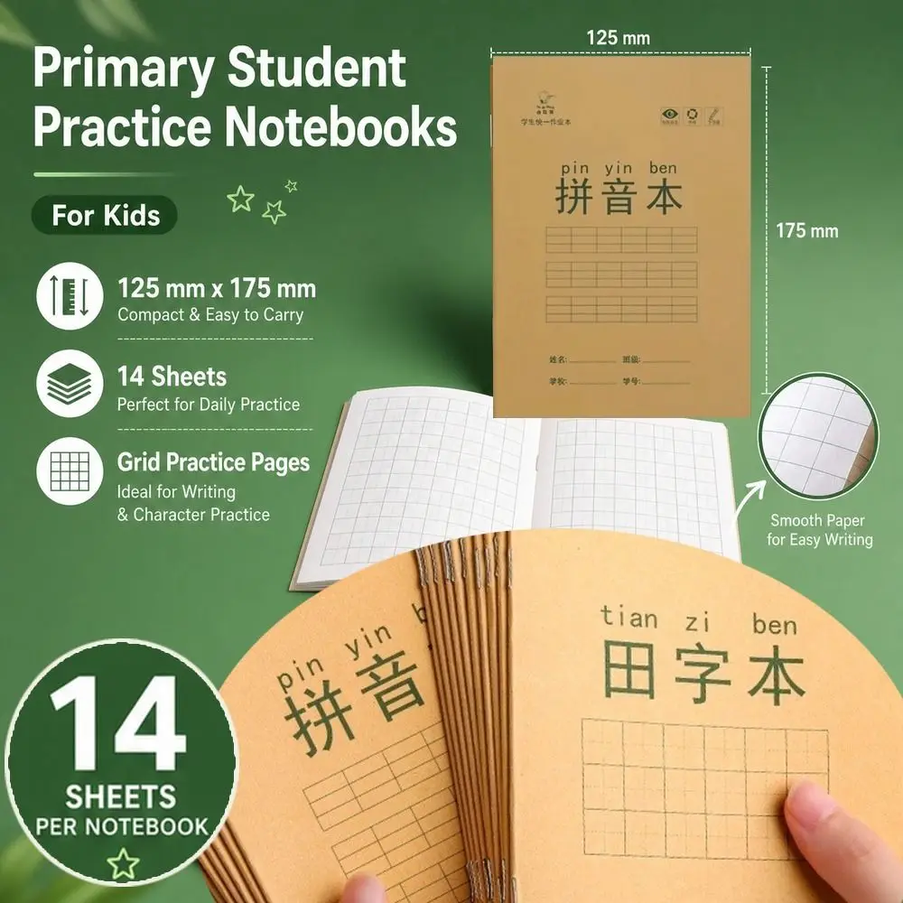 Tian Zi Ge Grid Student Practice Notebooks Chinese Character Paper Pinyin Exercise Book Handwriting Stationery