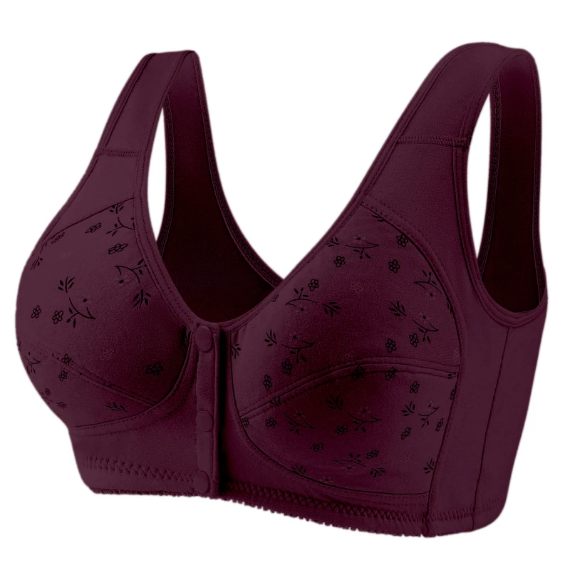 Plus Size Bra Front Buckle Underwear Women All-match Solid Color Beautiful Back Comfortable Gathered Breasts Breathable Bras