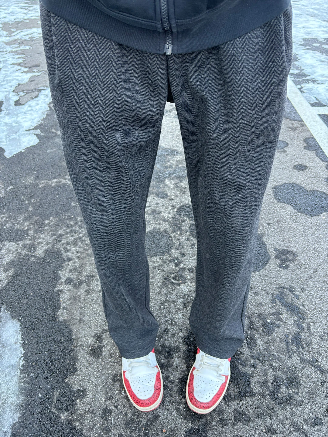 

Deep ey Fce Lined Straight Leg Men's Casual Pants Autumn Winter Drapey Knife Trousers Cleanfit Gingham Pattern