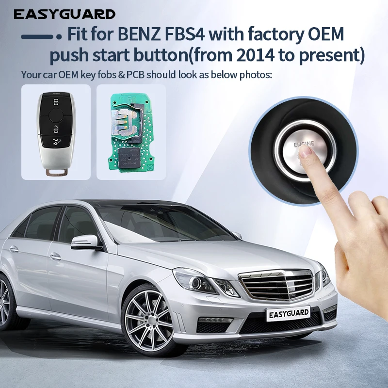 EASYGUARD Smart Key PKE passive keyless entry fit for Benz FBS4 2014+ cars with factory OEM push start button