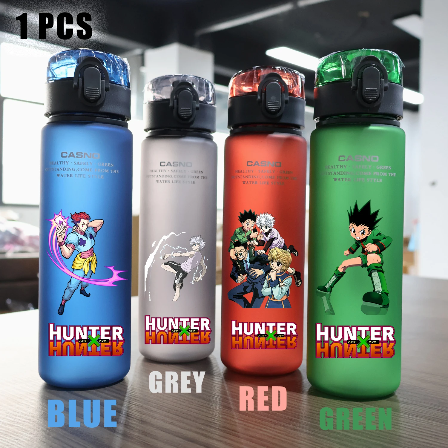 garrafa-de-Agua-hunter×hunter-560ml-para-criancas-portatil-preta-azul-vermelha-verde-plastica-grande-capacidade-killua