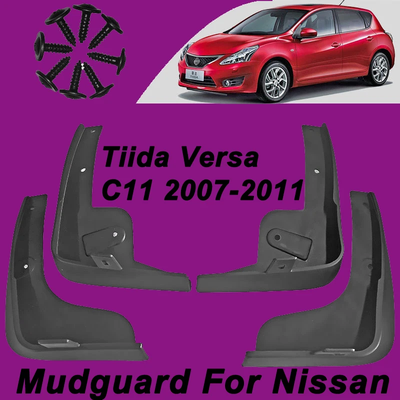 لنيسان تيدا فيرسا C11 2007-2011 السيارات الإطارات قطعة من نسيج مقاوم للماء منع الطين الرش سيارة الطين اللوحات 4 قطعة اكسسوارات