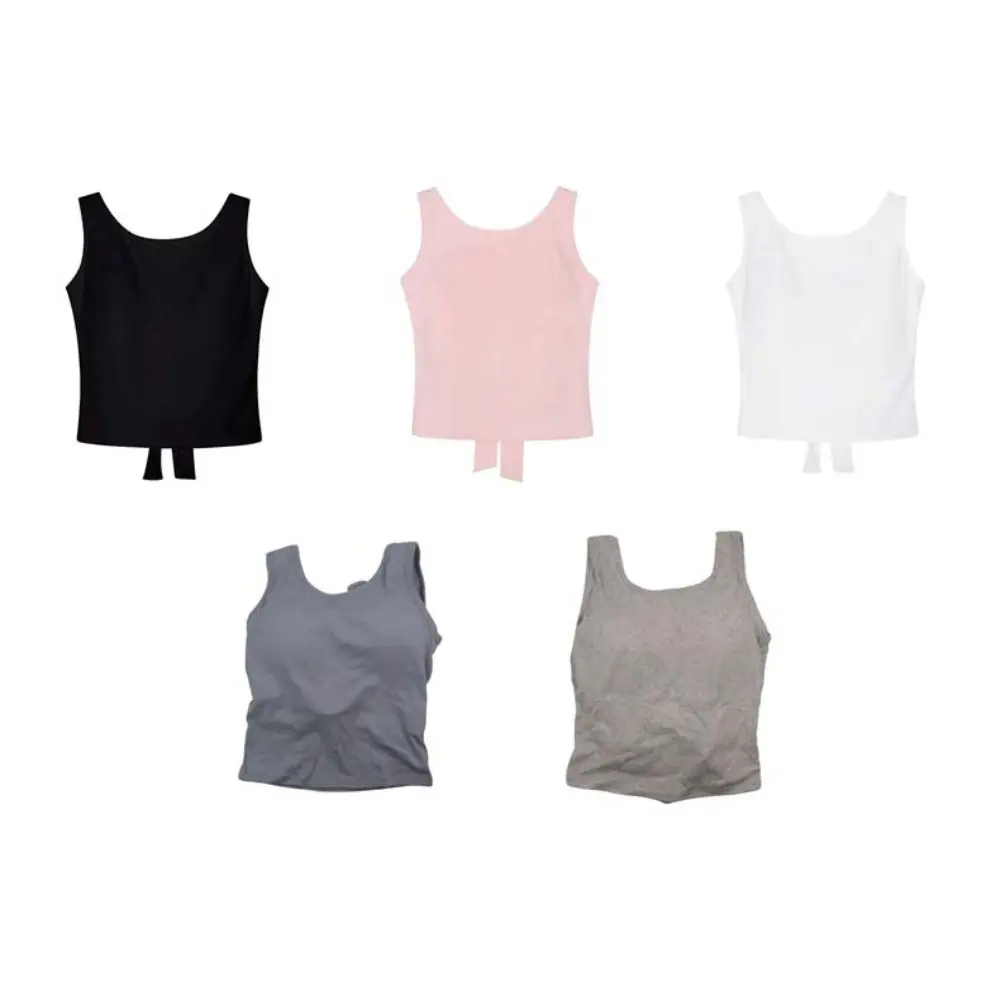 لينة عارية الذراعين أكمام المحاصيل الأعلى Bowknot بلون الكورية القوس تانك القمم الشارع الشهير الملابس الداخلية بروتيل مع منصات السفر