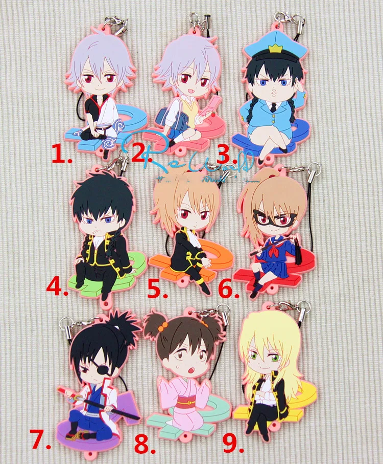 

1pcs Anime Keychain Gintama Gintoki Pendant Keyring Portachiavi