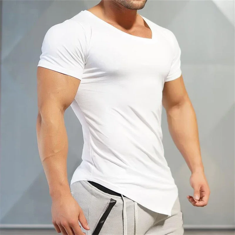 Rashgard Gym T Shirt Men Cotton slim fit Sport Shirt Running T-Shirt Men Bodybuilding Fitness Sportswear Outdoor Workout Tshirt