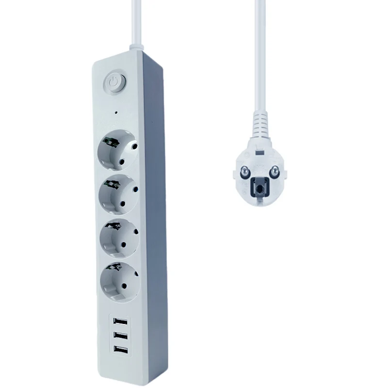 

EU Socket 250V with 3 USB Charge for Phone 4/3 Outlets Power Strip Socket with Switch for House 2 Round Pin EU RUS Plug Safety