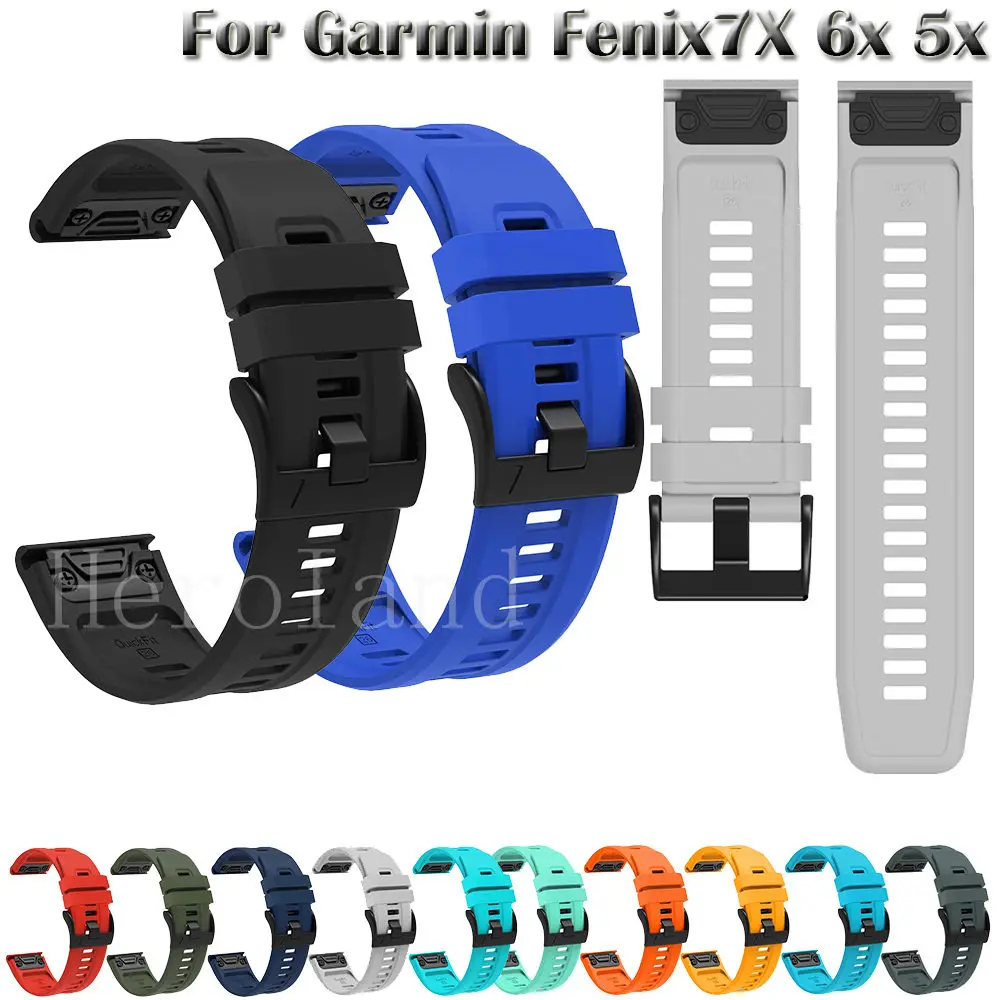 26mm Sport Silicone WatchBand Strap For Garmin Fenix 7X 6X 6XPro 5X Easyfit Wriststrap For Garmin Fenix 3 HR Band Quick Release