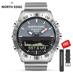 NORTH EDGE GAVIA2 Heren Duikhorloge 50M Digitaal Luxe Volledig Stalen Kast Sporthorloge Waterdicht 200m Hoogtemeter Barometer Kompas