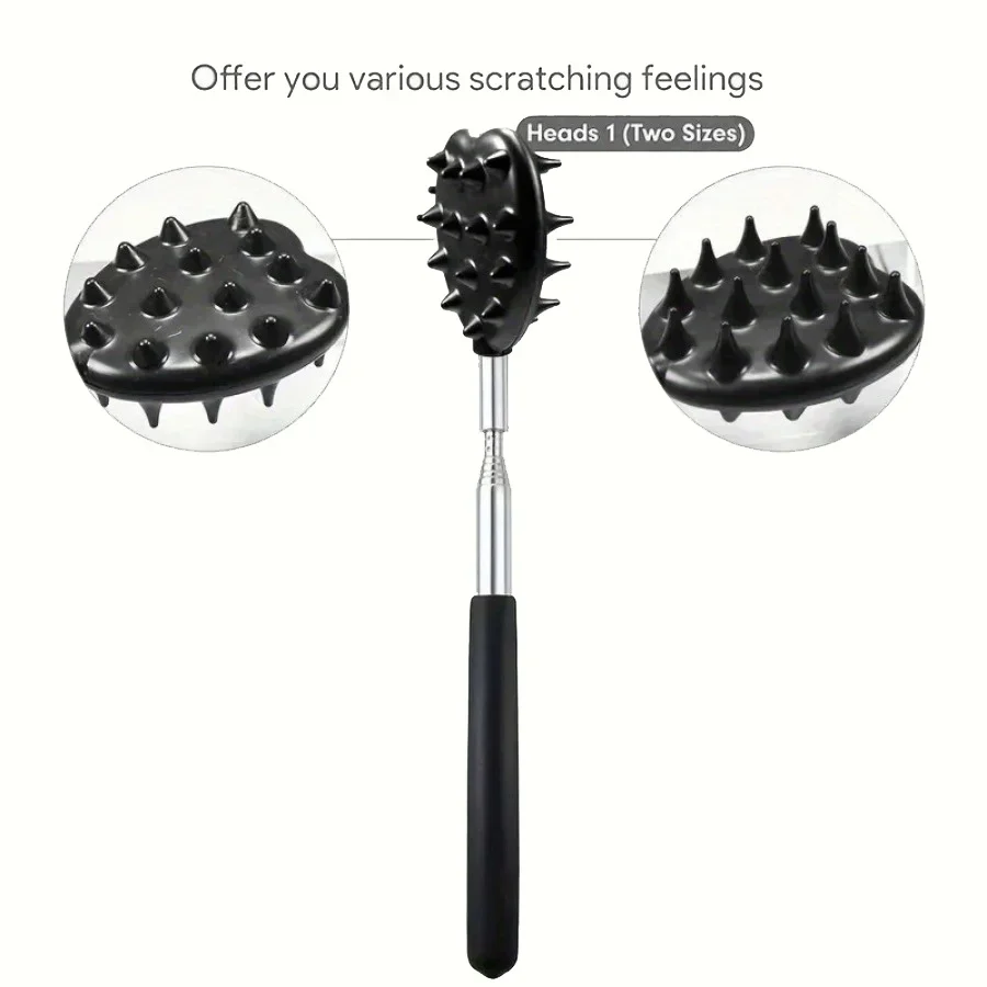 Extendable Cactus Back Scratcher with 1/4-inch & 1/2-inch Spikes, Retractable One-Hand Itch Stick for Men & Women, Durable PVC