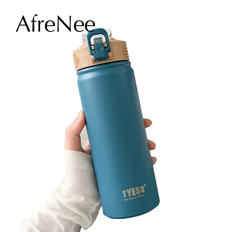 550/750ML Thermos Mug with Straw 304 Stainless Steel Vacuum Insulated Thermal Cup Water Bottle Travel Coffee Flask Tumbler