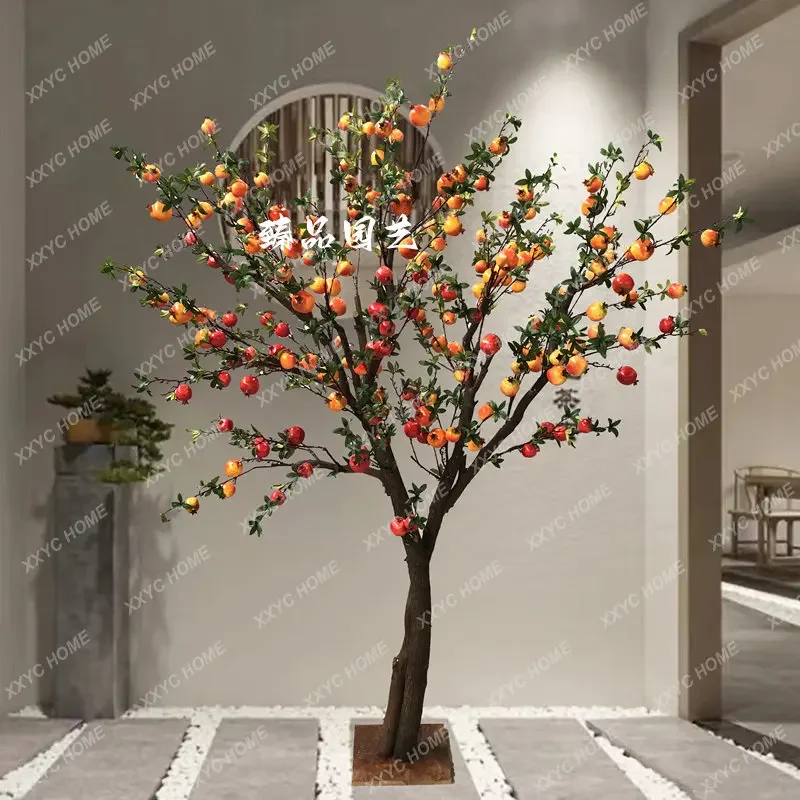 Pomegranate Tree Large Indoor Fake Tree Persimmon Orange Hawthorn Tree Hotel Mall Ground Floriculture