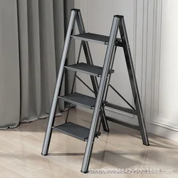 Escalera plegable multifuncional, taburetes altos de aleación de aluminio, con soporte de carga, para cocina, 300kg