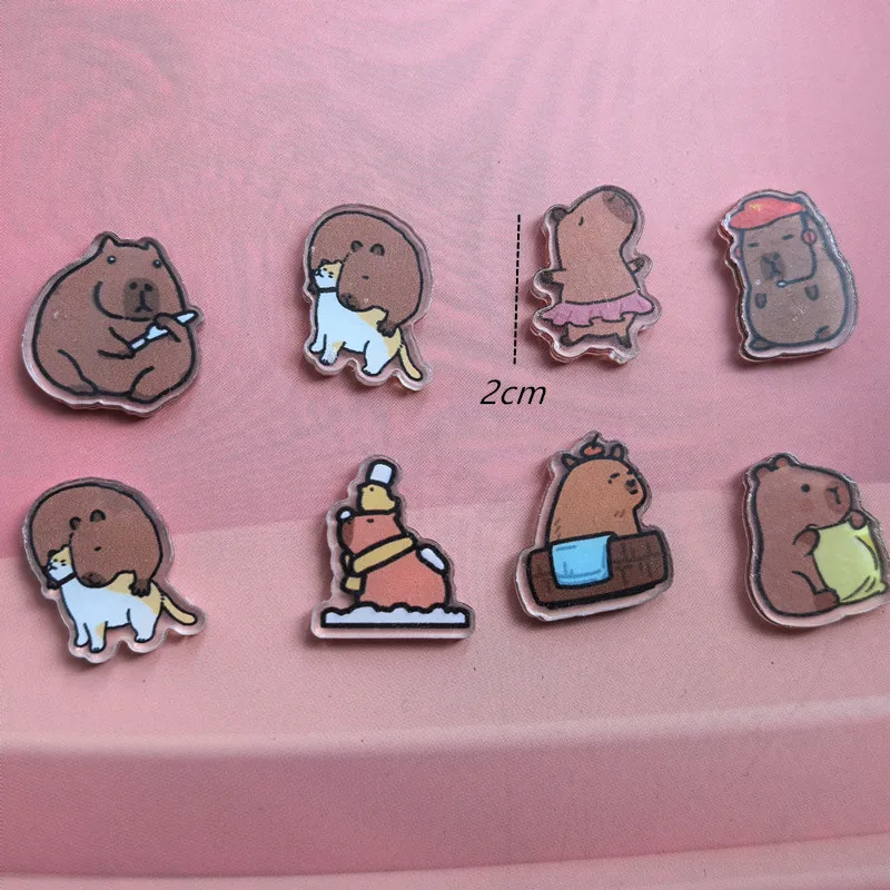 20pcs Capybara Cute anime 2CM Acrylic Patch DIY Phone Case Refrigerator Suitcase Accessories Personalized Fashion Boy Girl Gifts