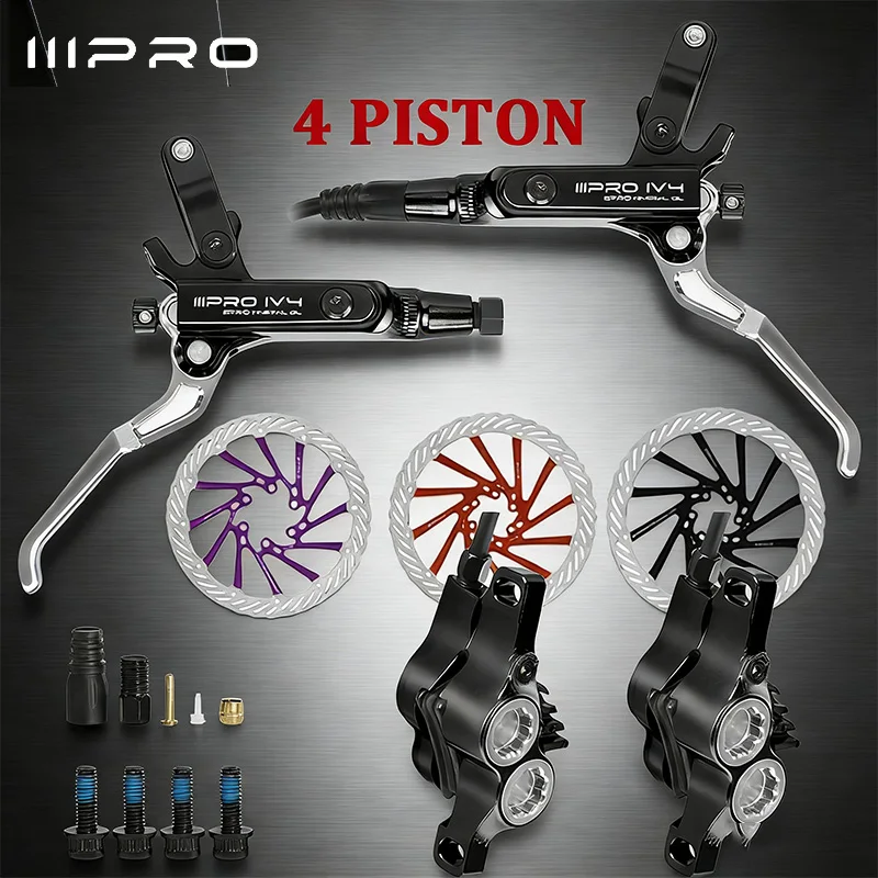 

Гидравлический дисковый тормоз IIIPRO с 4 поршнями, комплект с роторами 160 мм, масляный, для AM/DH/электровелосипедов и MTB, длина тормозных шлангов 850/1550 мм, передний и задний