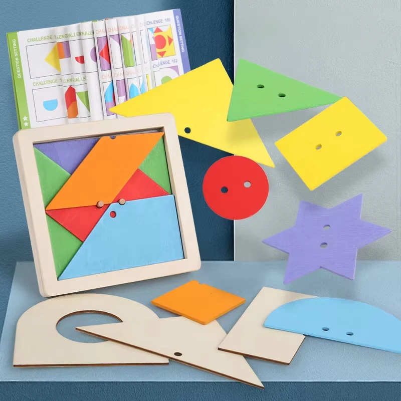 

Kids Geometric Tangram Jigsaw Puzzle Brain Game Montessori Creative Toy Logical Thinking Challenge Intellectual Educational Toys