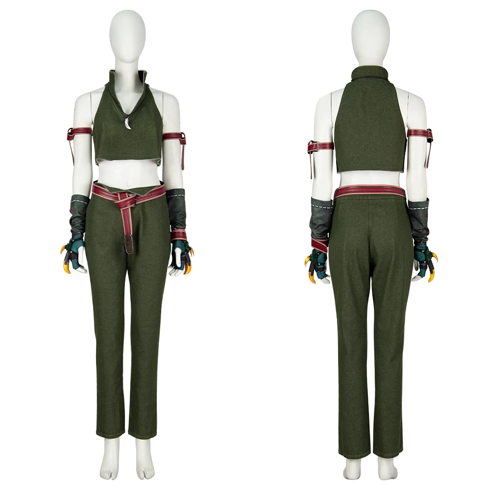 Tifa Lockhart Cosplay Costume Final Fantasy VII FF7 Outfit Green Crop Tops Pants Shoes Full Set Women Halloween Carnival Outfit