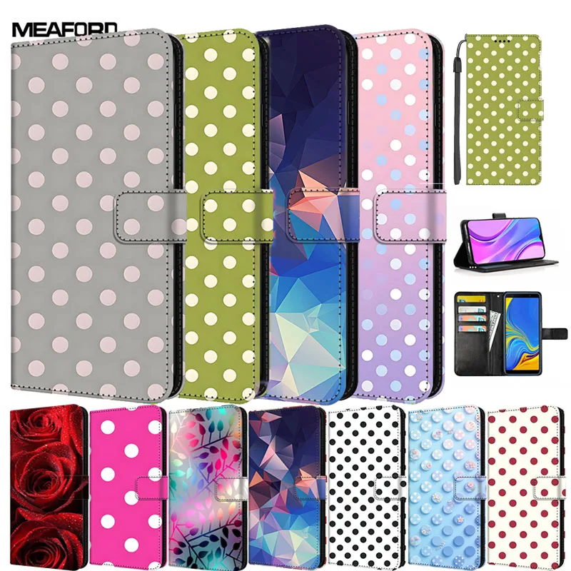 Étui à rabat pour Honor X8D, Coque de téléphone Huawei HonorX8D 4G à pois, Étui de luxe en cuir avec support, porte-cartes et protection antichoc