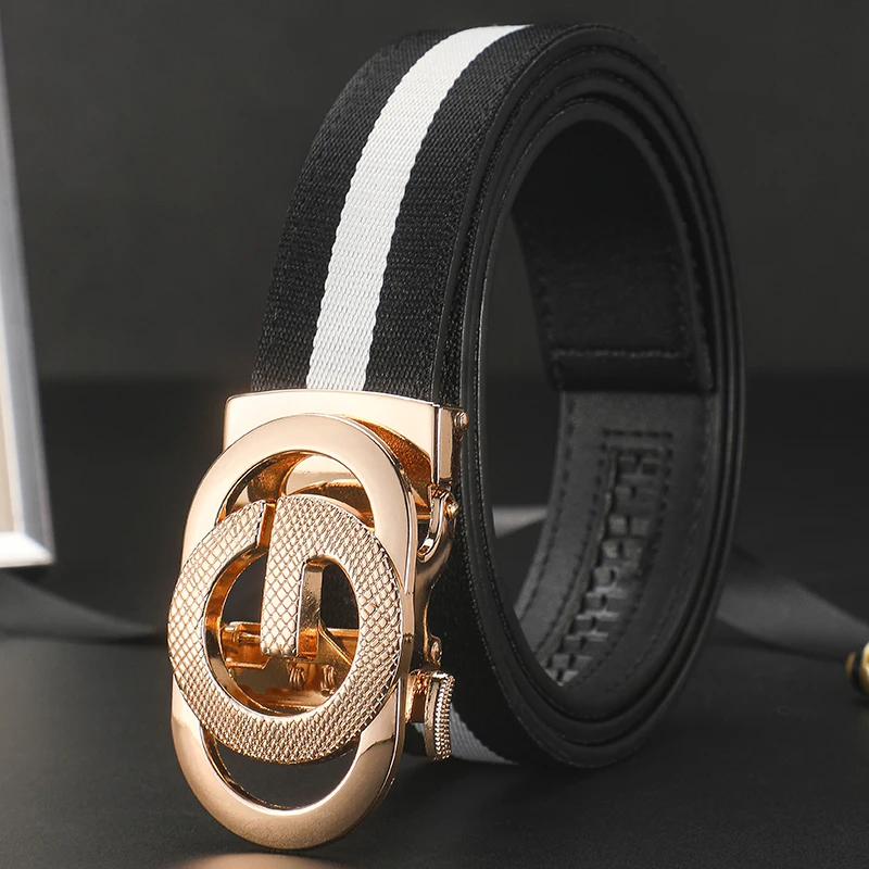 2026 wide 3.4cm Men's Belt Formal Leather Canvas Belt men,High Quality Metal Buckle Male Belt for men jeans work belt