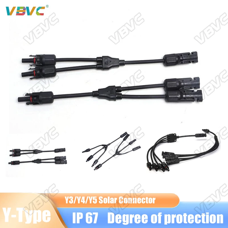 Sets PV Y Type Photovoltaic Solar Connector 1000V 30A IP67 Male Female 3Way 4Way 5Way Plug 1 IN 2/3/4 OUT Adapter