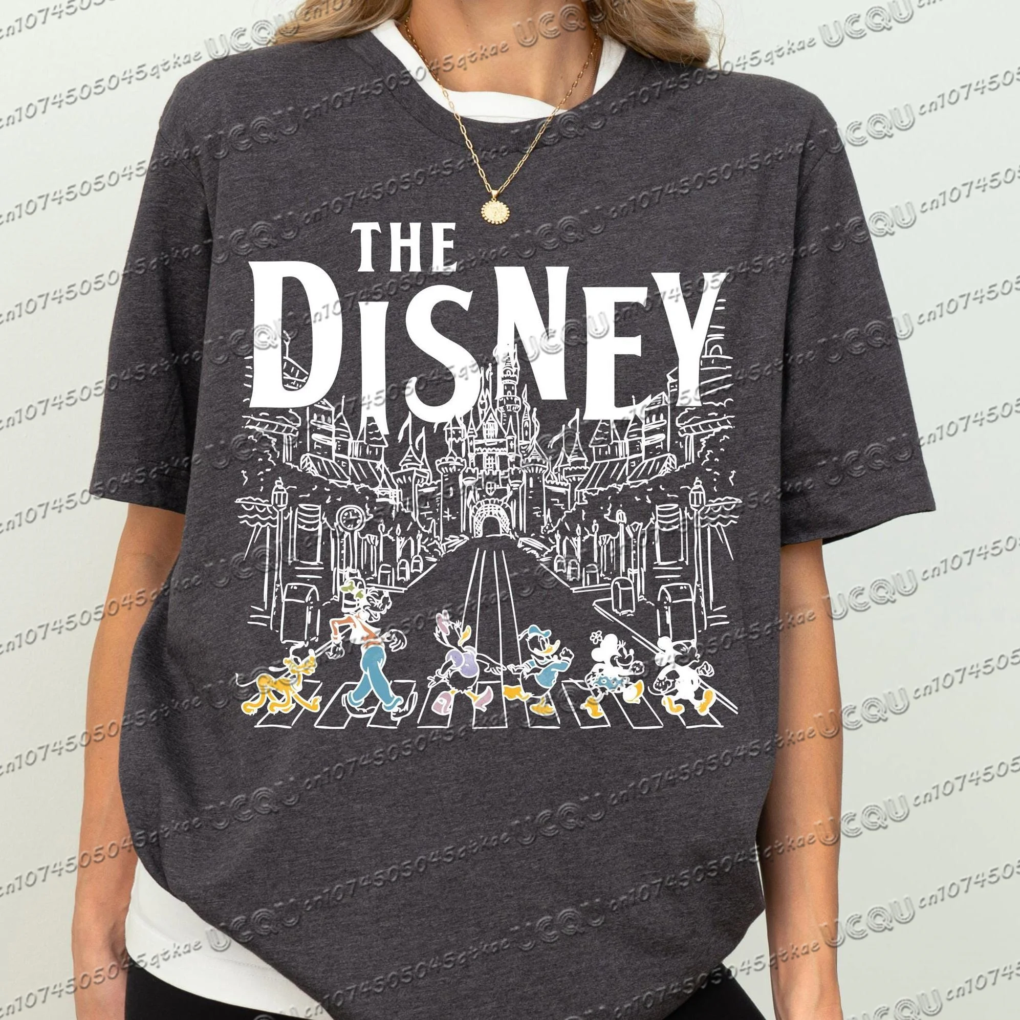

Футболка Mickey&Friends Walk The Disneyworld, рубашка для семейного отдыха, женский летний дышащий хлопковый топ с короткими рукавами