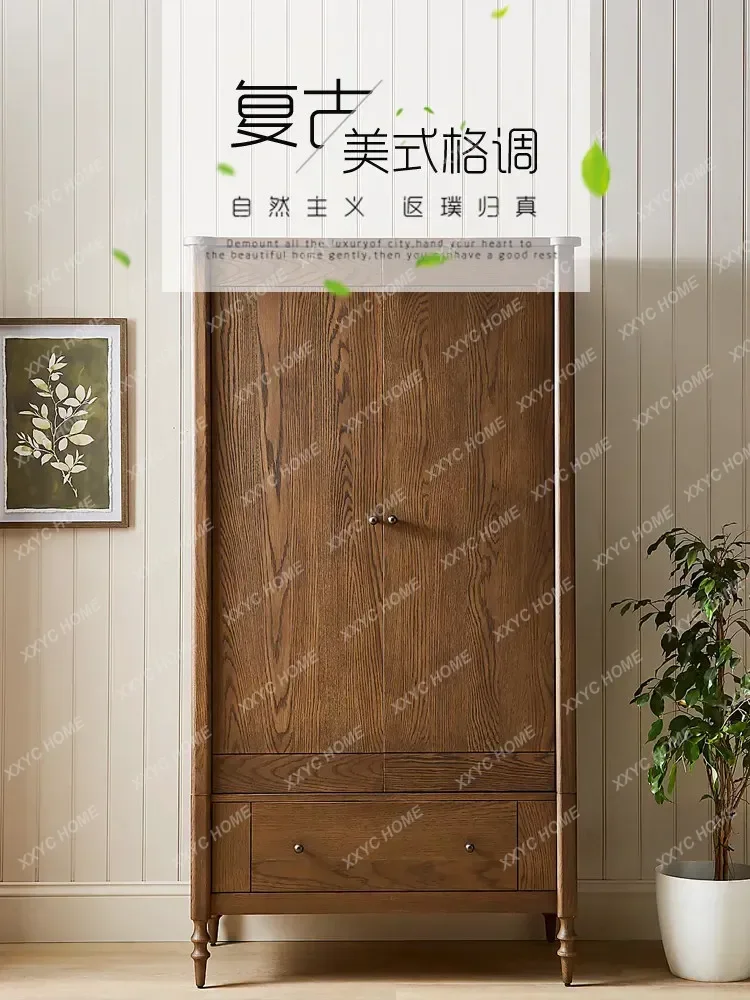 retro solid wood wardrobe old hanging wardrobe walnut bedroom furniture