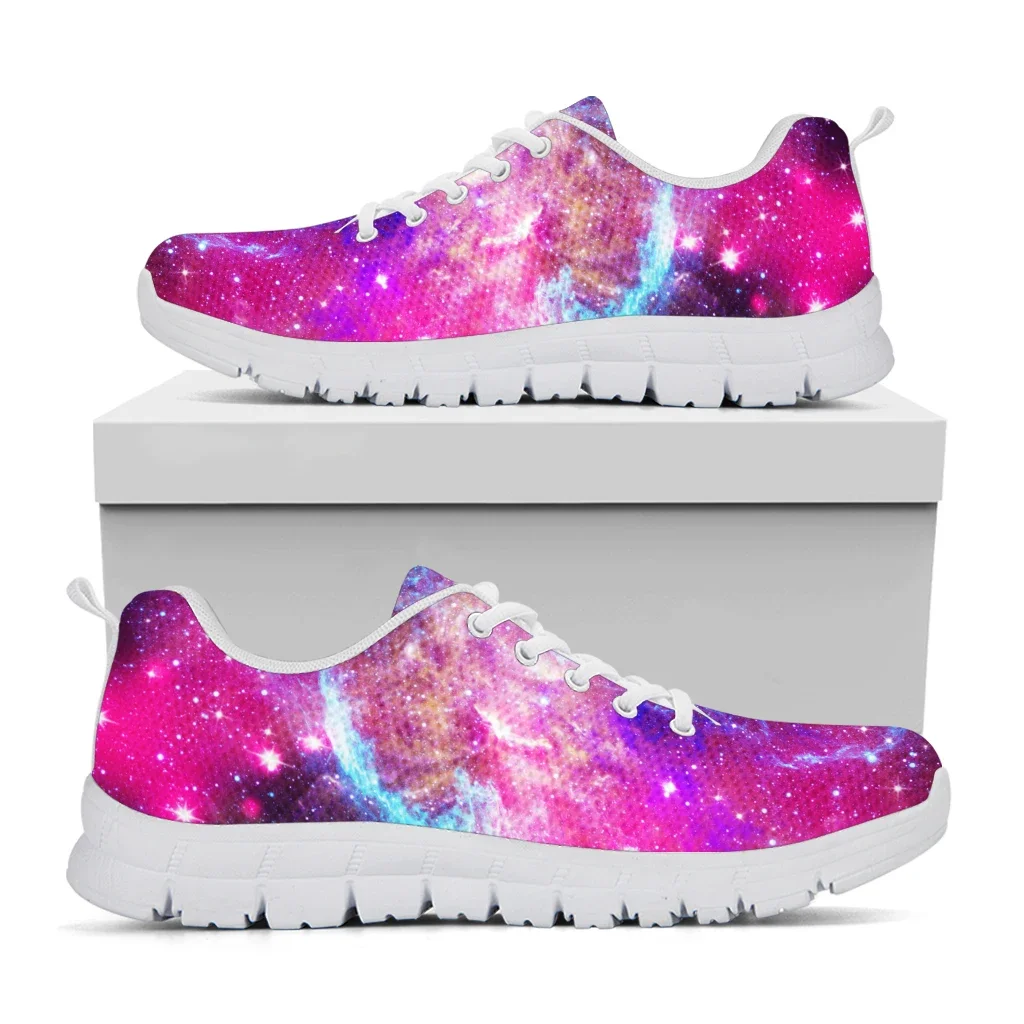 Zapatillas de malla con estampado 3D de Pretty Galaxy para mujer, zapatos planos ligeros y cómodos, calzado transpirable para caminar al aire con cordones