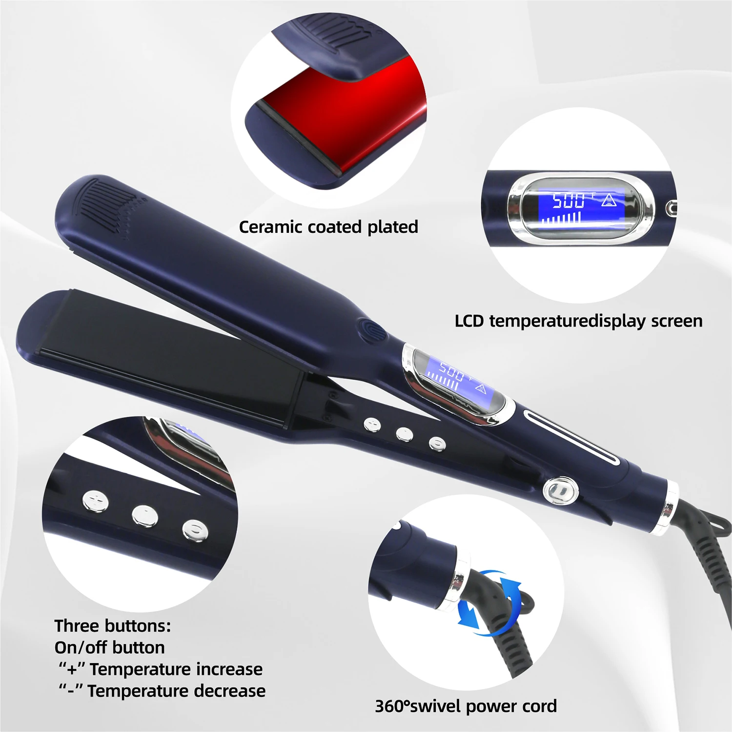 Professional Hair Straightener Titanium Plate Fast Heat Up 500F Flat Iron 2 in 1 Straightener and Curler Styling Tool view 5