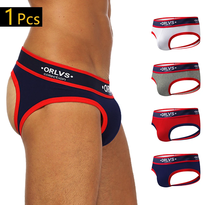 ORLVS Brand Cotton Gay Sexy Underwear Man Jockstrap Underpants Stringi Men\'s Thong and G String Men\'s Panties Bielizna