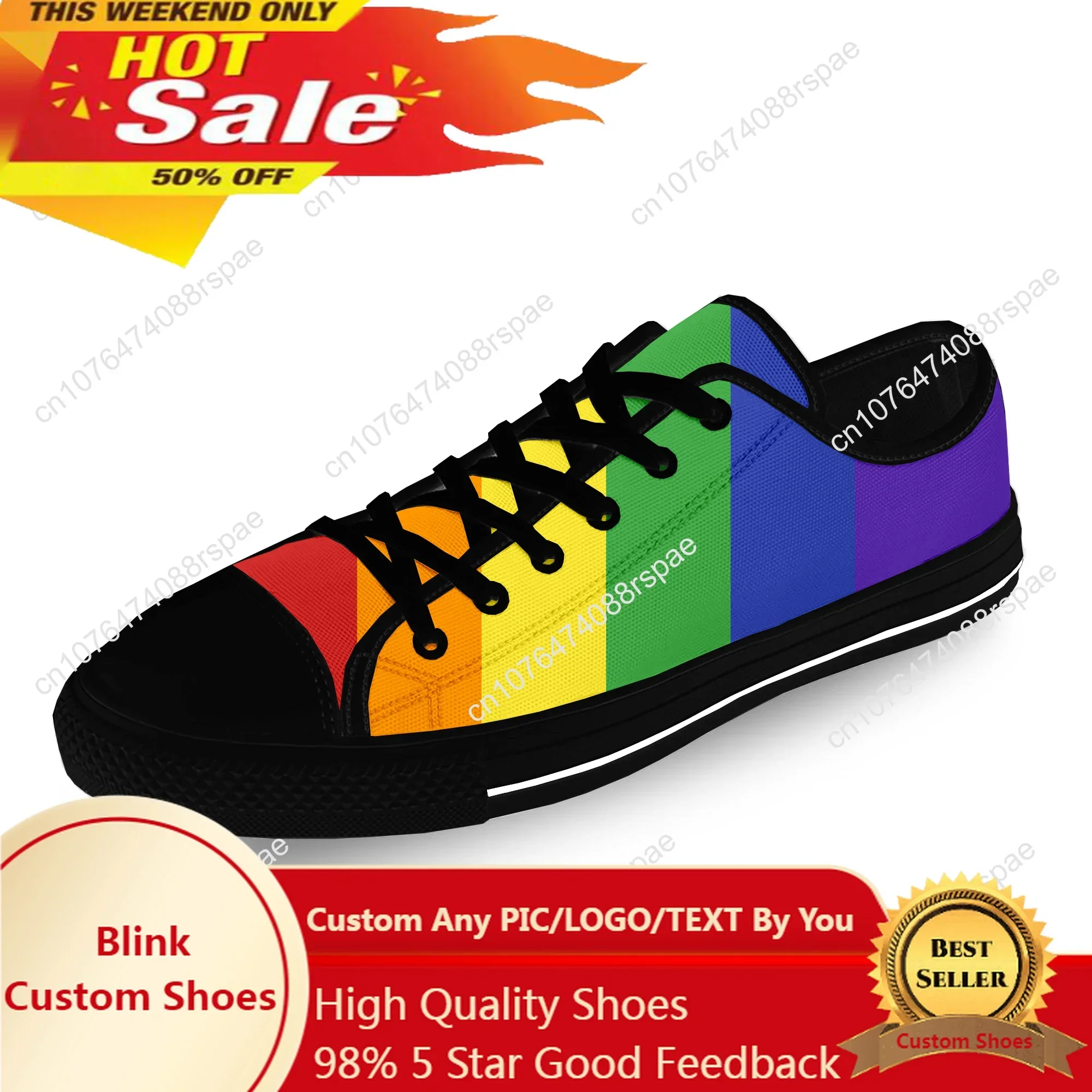 

Rainbow LGBT Gay Pride Flag Lesbian Casual Cloth Fashion 3D Print Low Top Canvas Shoes Men Women Lightweight Breathable Sneakers