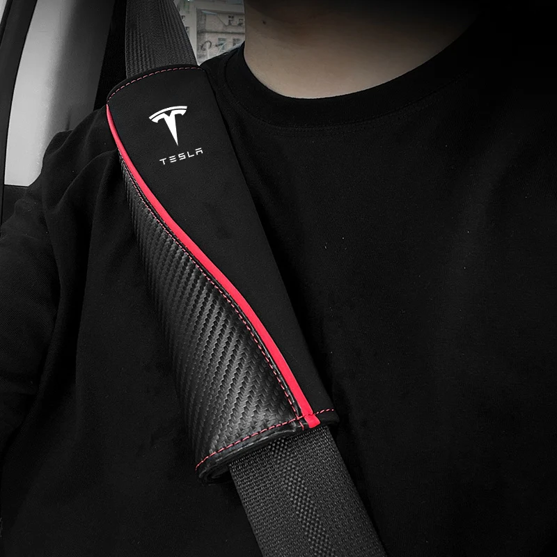 For Tesla Model 3 Model Y Model S Model X 2017 2018 2019 Roadster 2PCS Car Seat Belt Cover Safety Belts Shoulder Pad Accessories