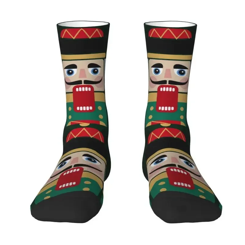 Funny Print Nutcracker Doll Socks for Women Male Men Stretchy Summer Autumn Winter Cartoon Toy Soldier Crazy Crew Socks