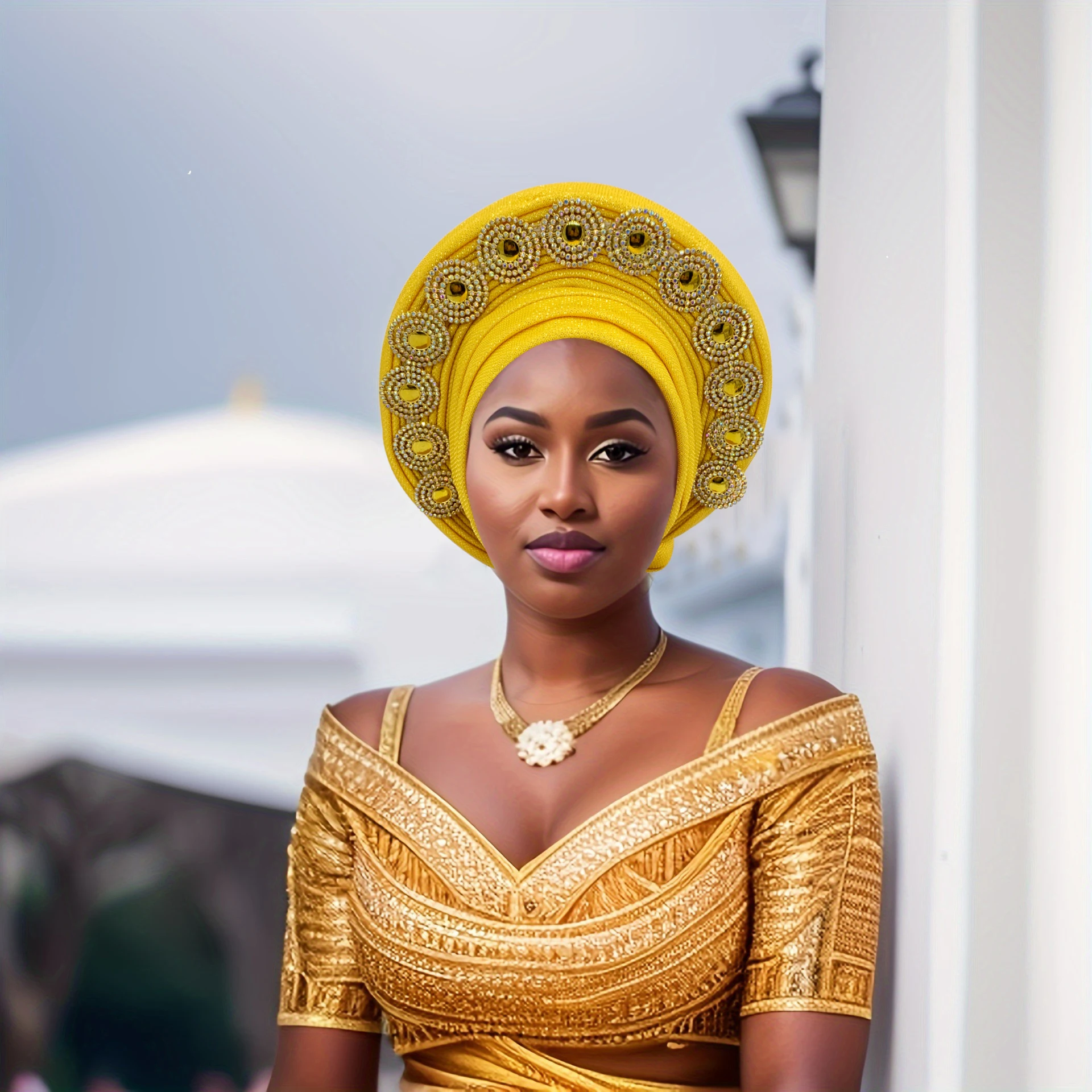 Envoltórios de Cabeça Africana para Mulheres, Auto Gele Headtie, Casamento Nigeriano Festa Headpiece, Moda Turbante